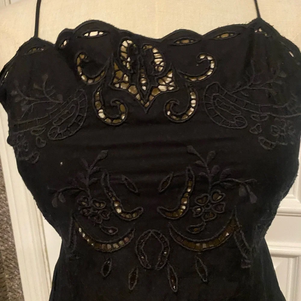 Zara Black Eyelet Trim Poplin Maxi Dress - Picture 5 of 9